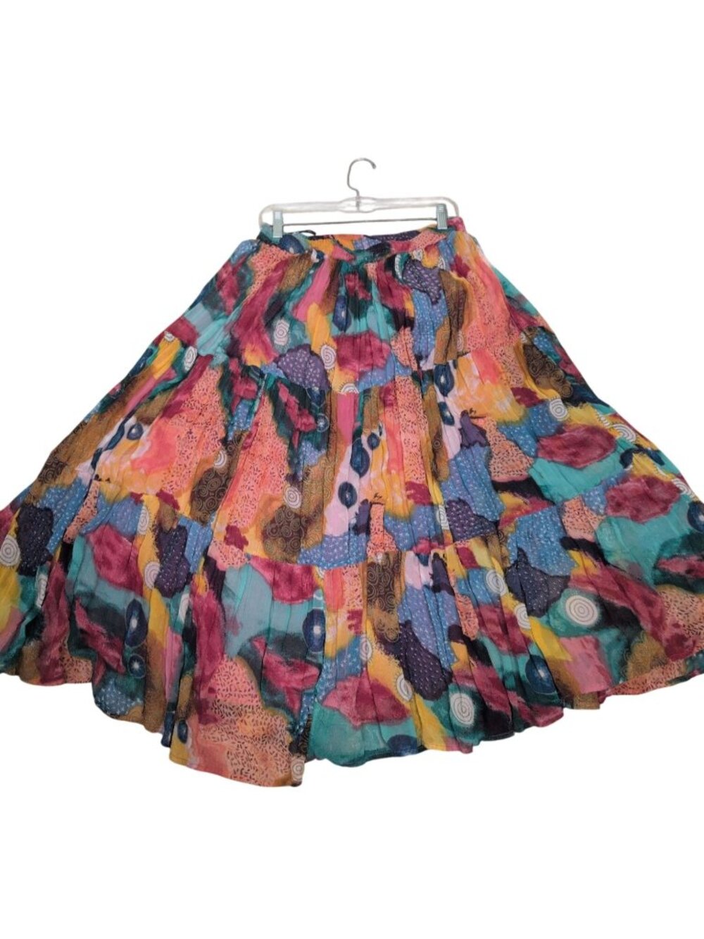 Phool Colorful Patchwork Maxi Skirt Womens Size Medium Boho Whimsical Tiered